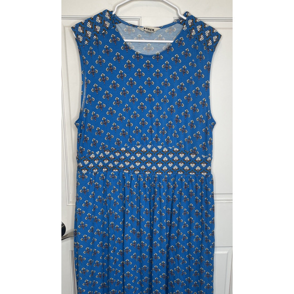 Boden Women's Thea Sleeveless Midi Dress Sz 16/18 Stretch Boho Twin Print Preppy - Picture 2 of 13